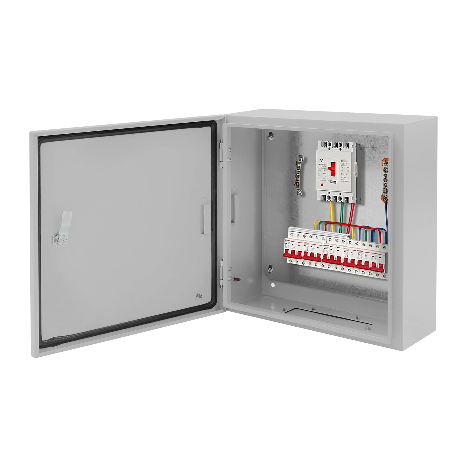 ROMYIX Outdoor Electrical Box IP65 Weatherproof, Wall Mount Junction Box with IK08 Impact Resistance, Cold Rolled Steel Enclosure with Lock & Grounding Terminal,for Garden,Industrial (40x40x15cm)