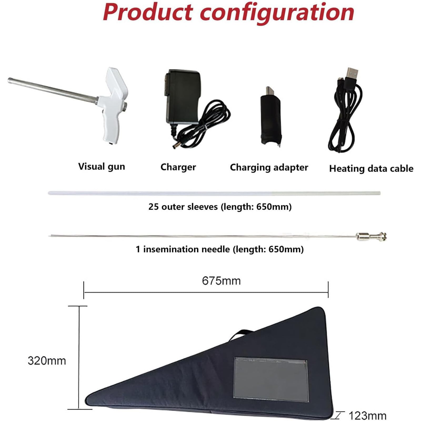 Professionelles visuelles Insemination Kit mit 45° LED-Bildschirm & wasserdichter Kamera, KI-Zuchtmaschine für Rinder, inklusive 15-MP-Bildschirm für künstliche Befruchtung