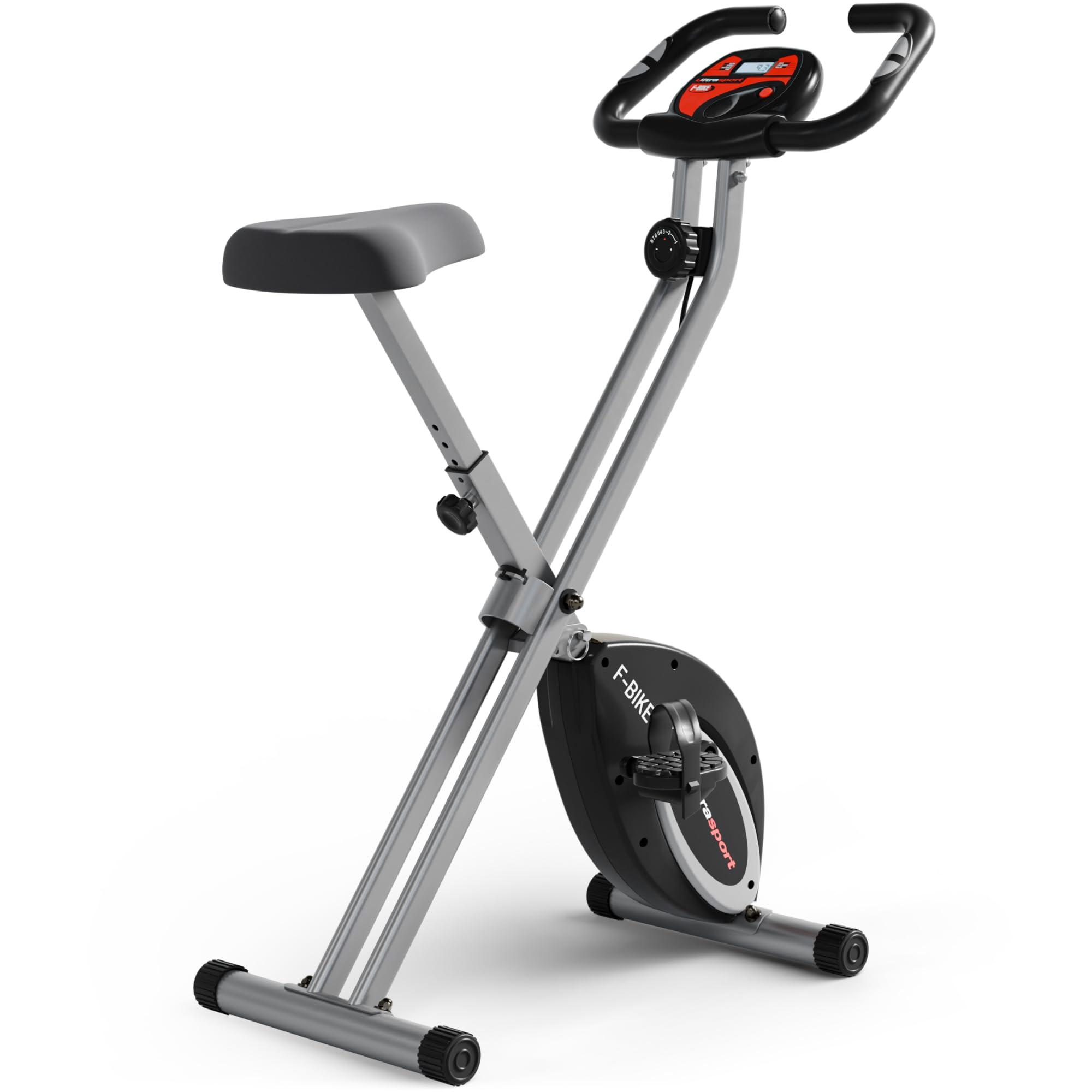 Ultrasport F-Bike Cyclette da Casa Pieghevole - Cyclette Pieghevole da Casa con Sella Extra Confortevole, Computer di Allenamento e Sensori delle Pulsazioni, Cyclette da Camera