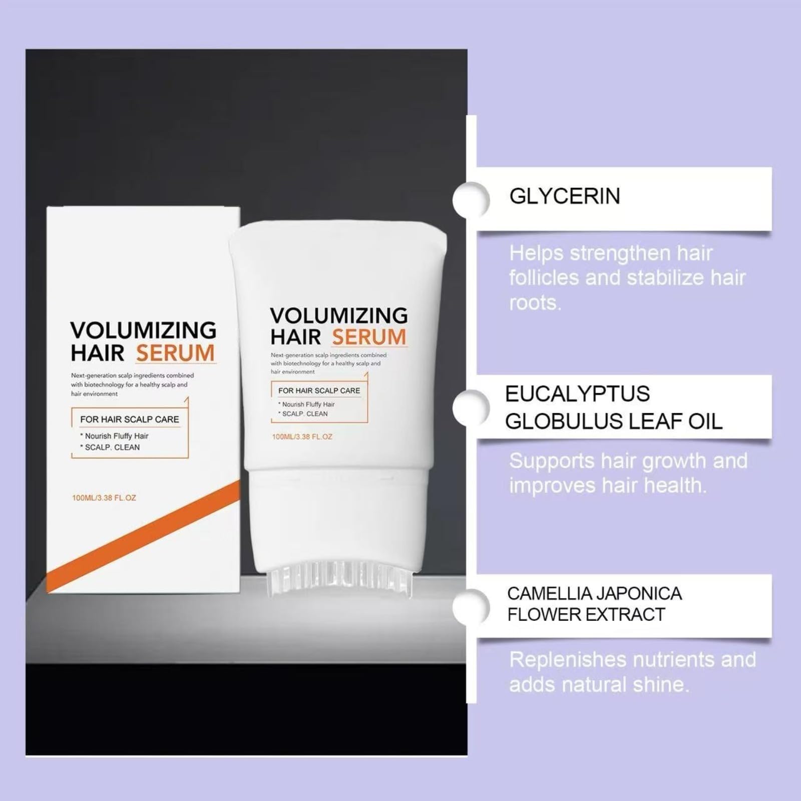 Siero per la Crescita dei Capelli con Testina Massaggiante a Spazzola, Essenza Volumizzante per Capelli, Cura Delicata del Cuoio Capelluto per Capellis Diradati, Rivitalizza e Infoltisce i Capellis