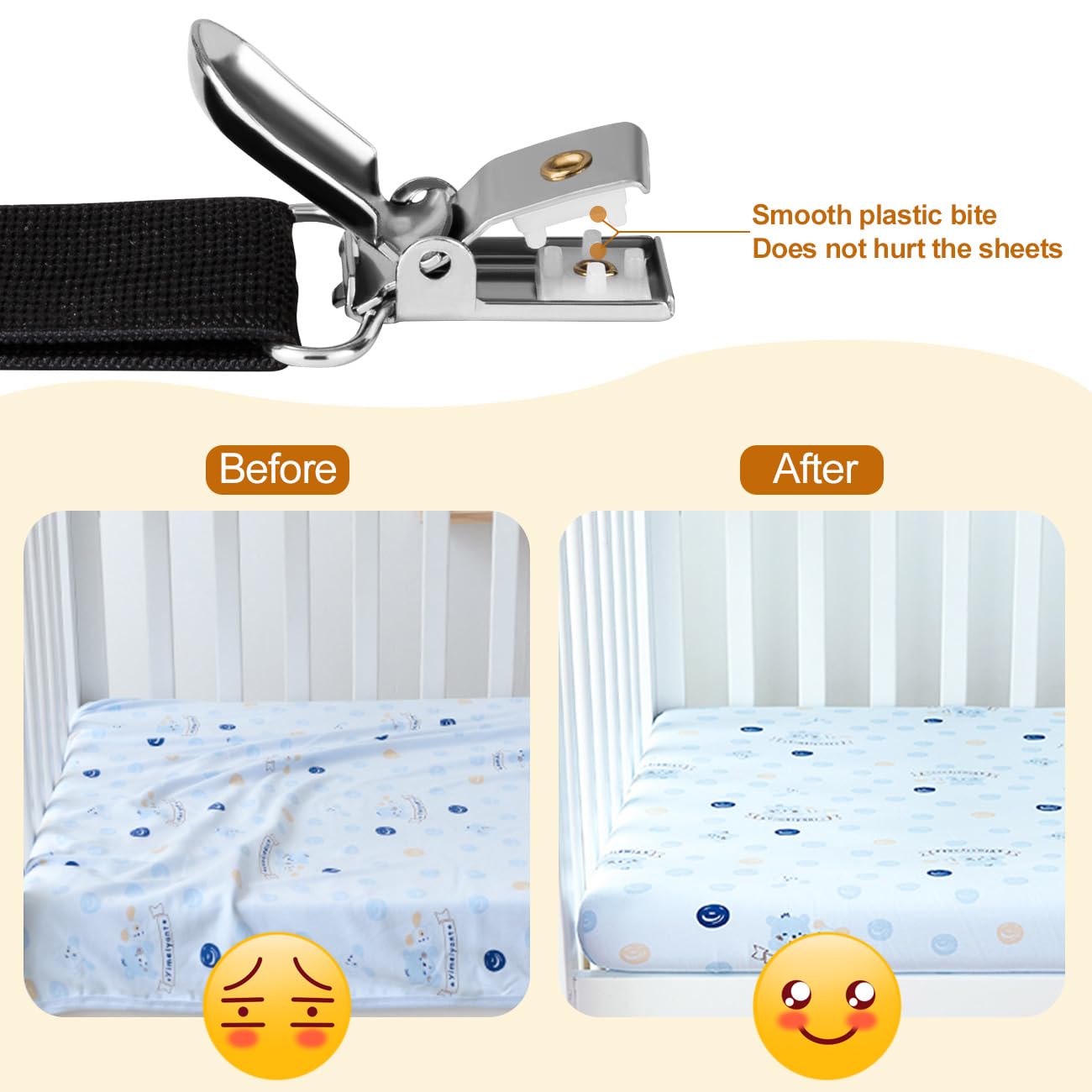 LIHAO 8 PCS Adjustable Bed Sheet Fasteners Elastic Bed Sheet Straps Fitted Bed Sheet Clips for Bedding Bedsheet Holder Straps Mattress Covers (Black) - Image 4