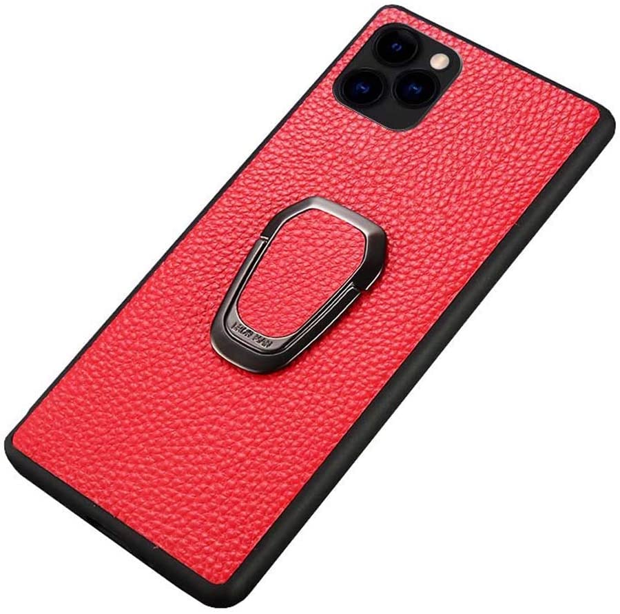 Étui de téléphone en cuir litchi rouge antichoc iPhone 12 Pro
