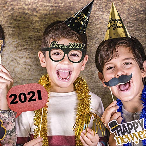 Peirich 6 Pack Happy New Year Eyeglasses, Fancy New Year Party Glasses Celebration Party Favor 2021 New Year Eve Glasses Celebration Party Supplies