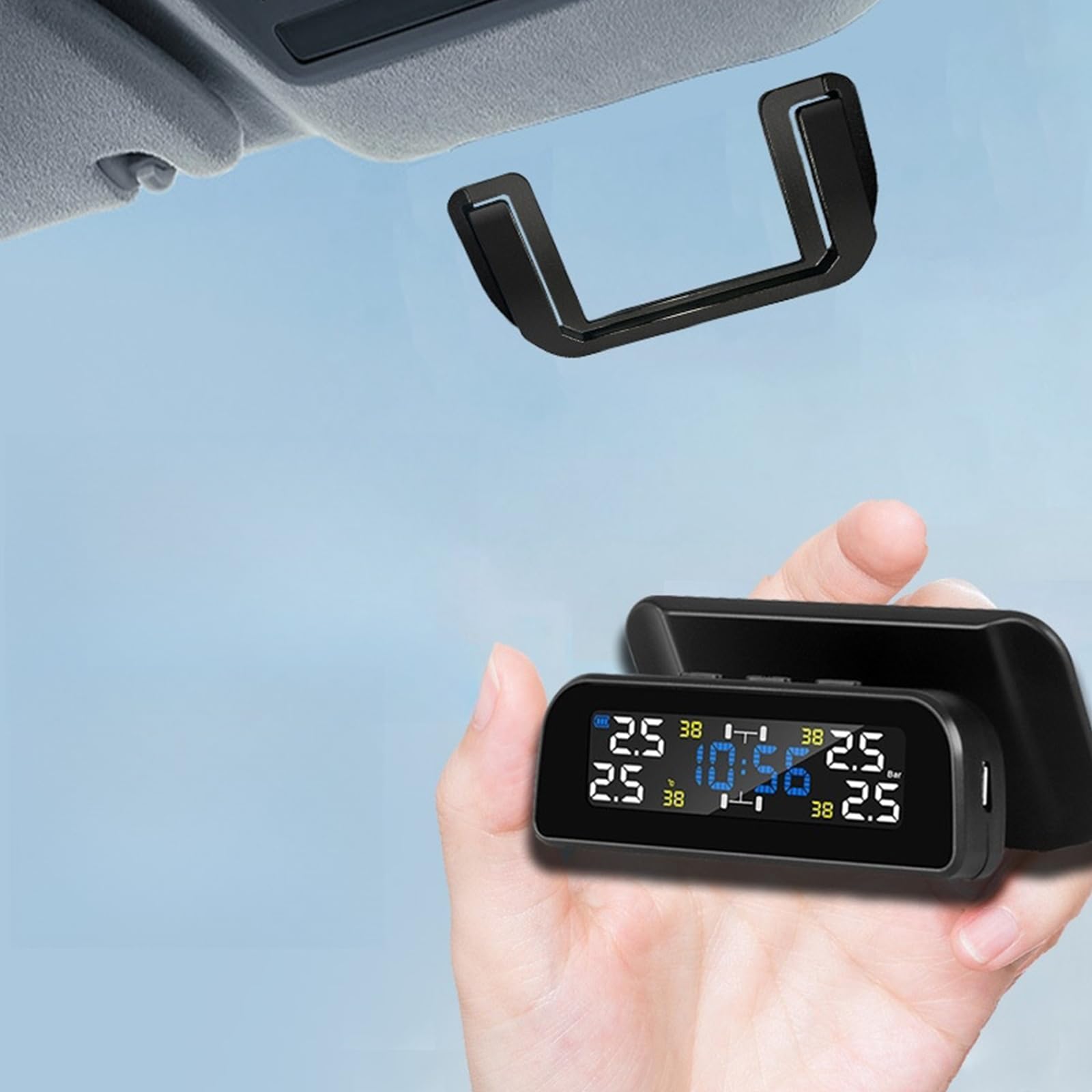 Systèmes de pression des pneus à énergie solaire pour voiture avec 4 capteurs externes et alertes sonores pour une conduite sûre