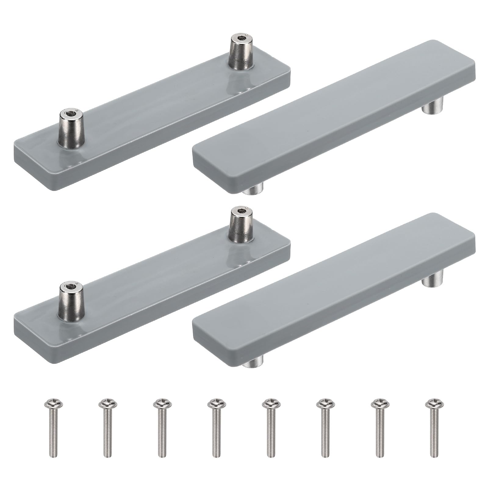 sourcing map 4 Pcs Cabinet Knobs, Rectangle Soft Silicon Cabinet Handle Double Hole Drawer Pulls with Screws Cartoon Dresser Knob for Decoration Bedroom Wardrobe Dresser Drawer Nursery, Gray