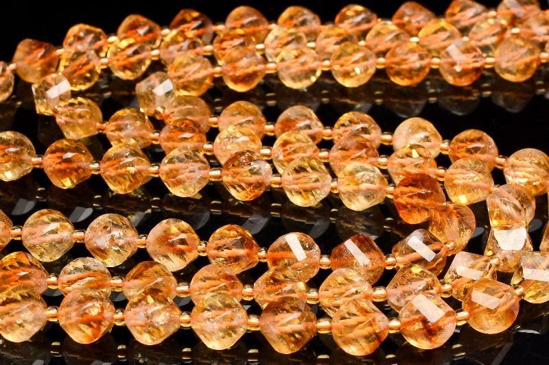 【福縁閣】ファントムシトリン 9-10mm 4面ツイスト&times;多面カット １連（約38cm） _R6096-2 天然石 パワーストーン