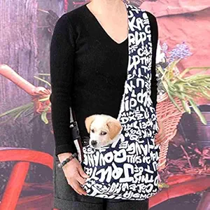 Dog Travel Accessories, Durable English Letters Printed Oxford Cloth Single- Shoulder Sling Bag Pet Dog Cat Carrier Bag- Size M (Blue)