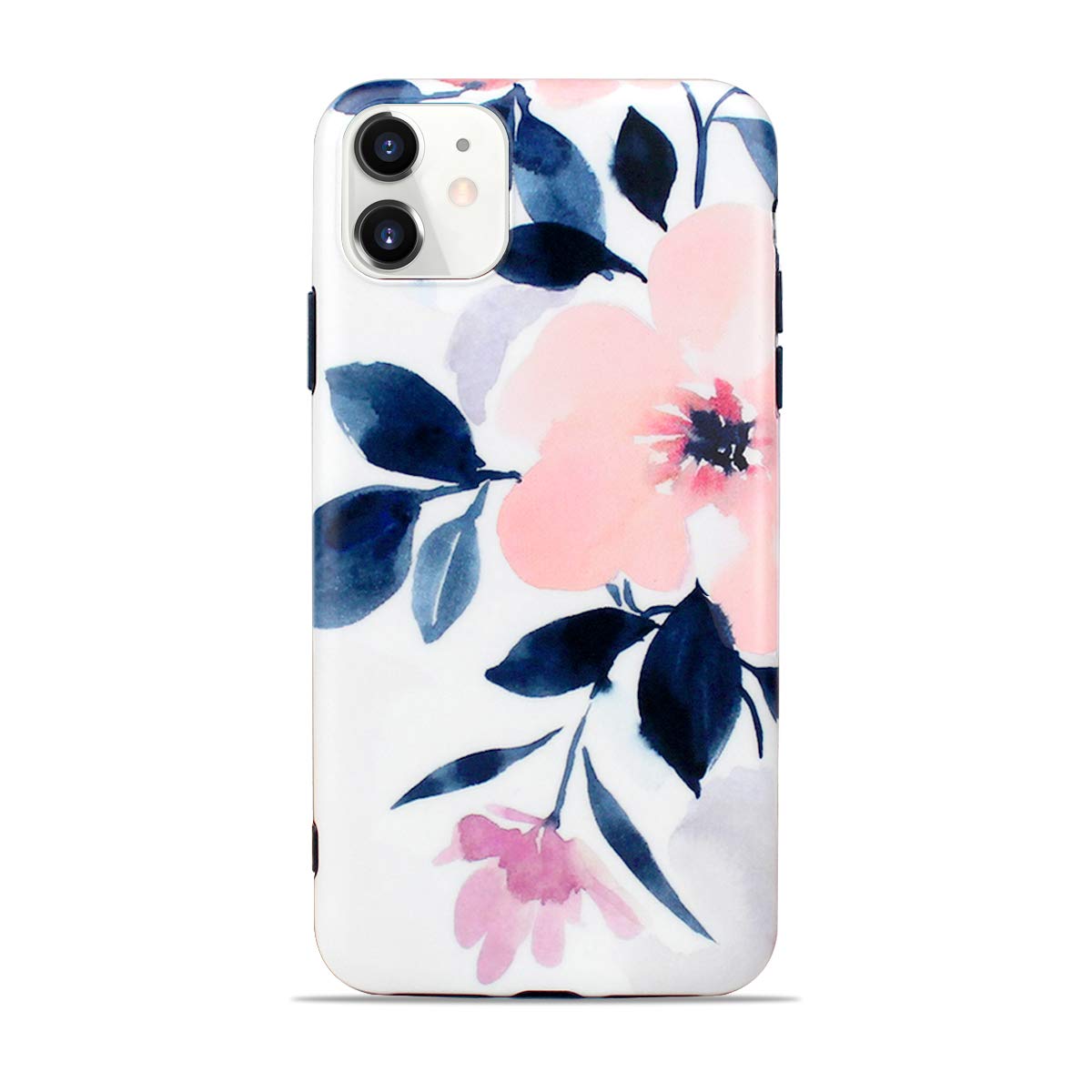 SelendisFlower iPhone 11 Case, Peach Blossom TPU Floral Case Cover for iPhone 11 Case Art Ink Painting Pink Rubber Back Case for Girls Women for iPhone 11 Flower