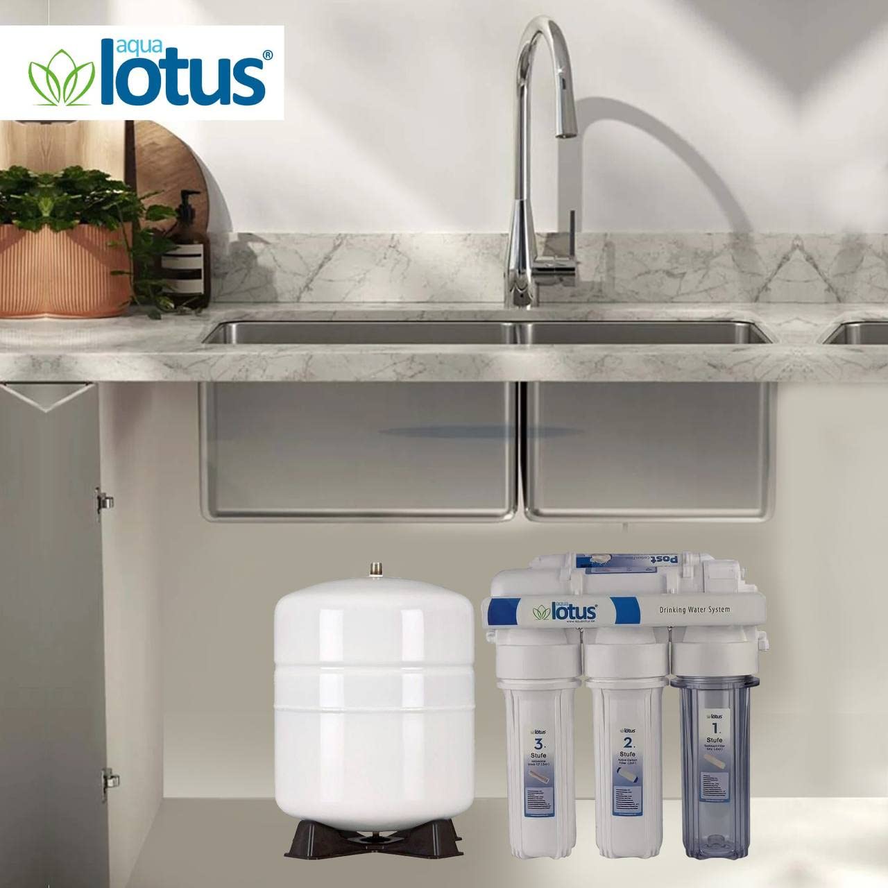 Sistema de ósmosis inversa de ósmosis inversa de 5 etapas, sistema de ósmosis 75 GPD, filtro de agua 3,2 G Ecoplus