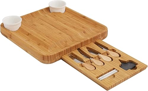 Tabla de queso de bambú, bandeja de embutidos y bandeja de servir, juego de tablas de embutidos y plato de queso