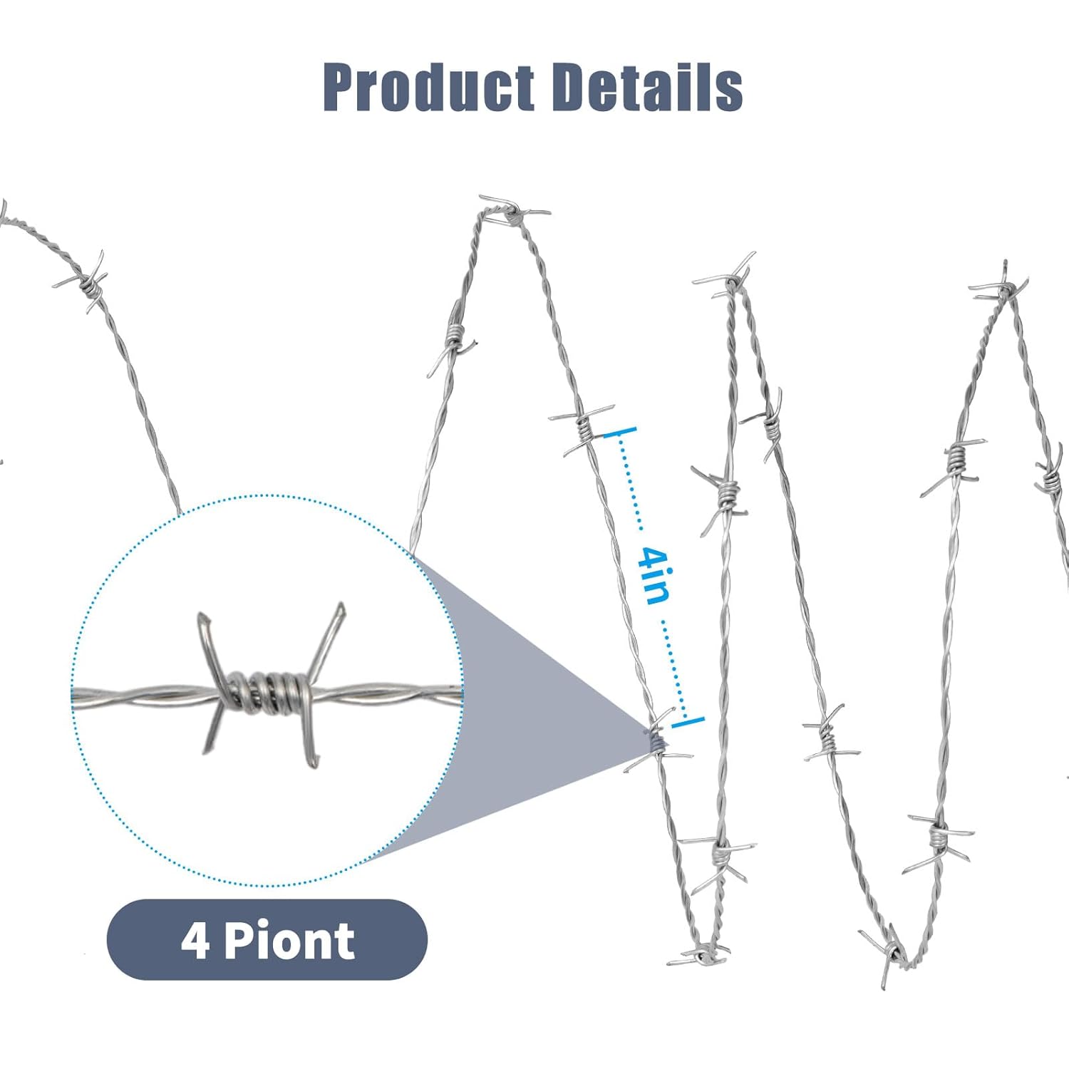 RYFT Barbed Wire 328FT, 4 Point 15Gauge Barbed Wire Fence, Useful Protection for Wall, Garden, Factory