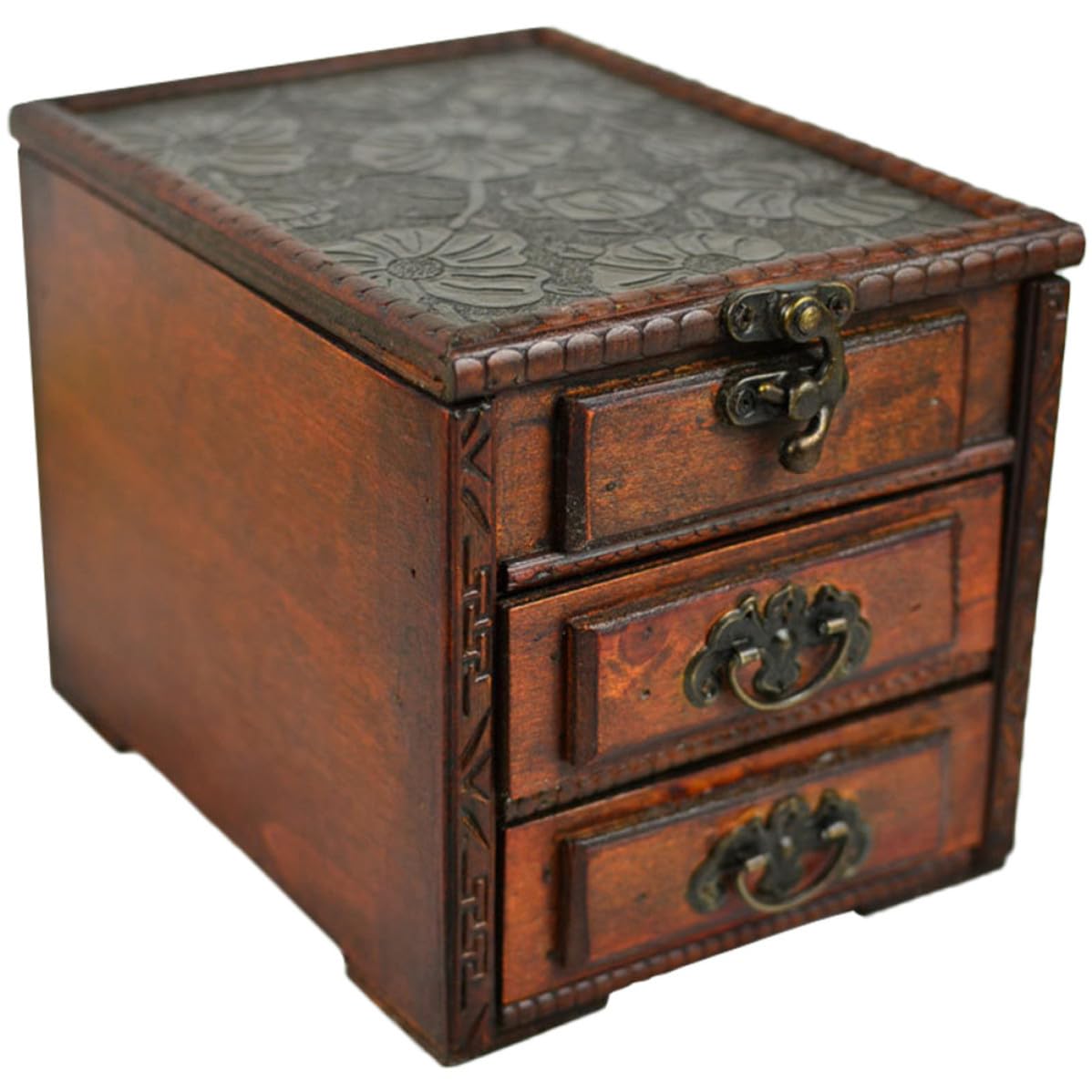 Boîte à bijoux en bois BETOOKY avec miroir vintage et coffret de rangement rétro chic