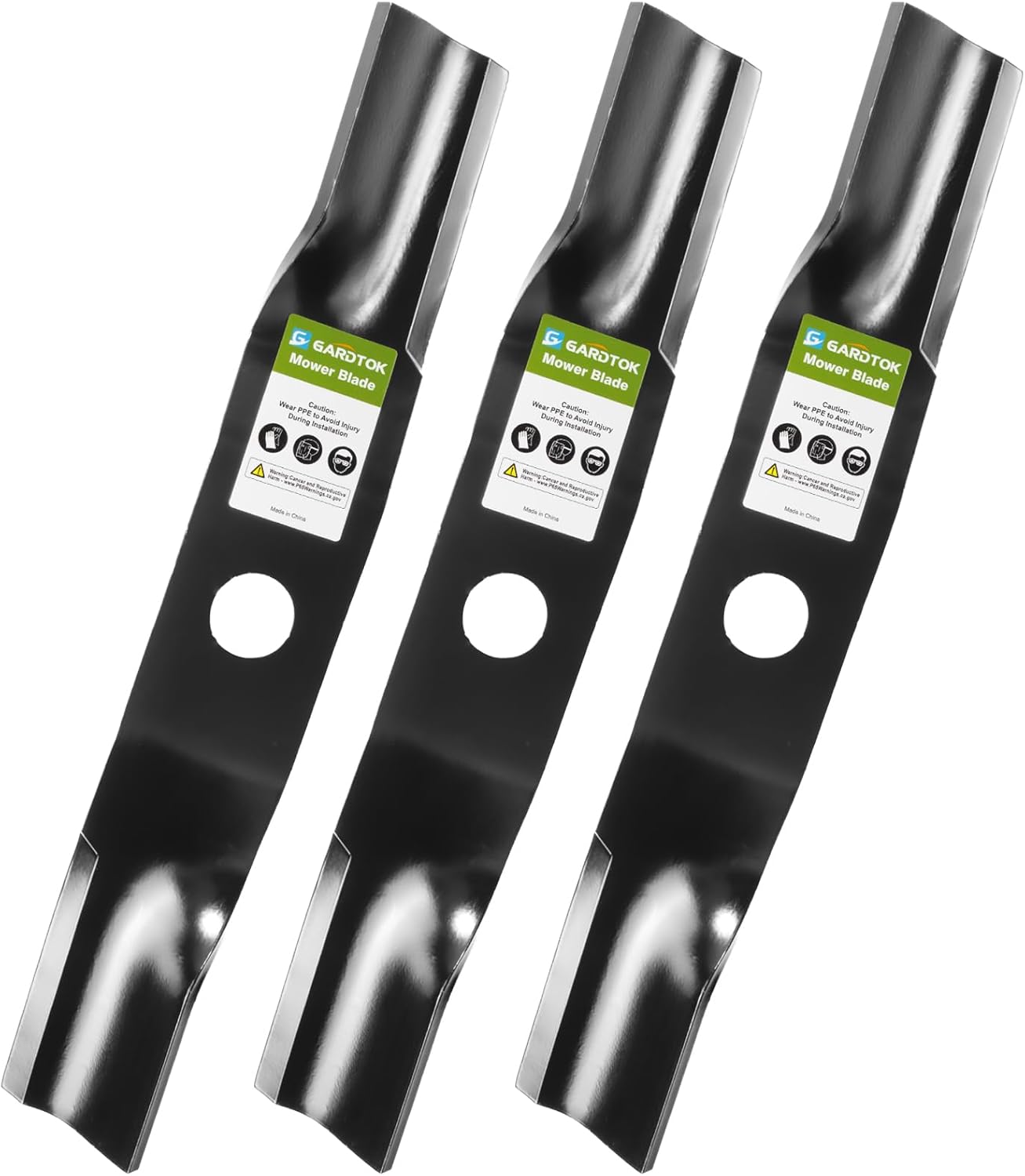 3-Pack High Lift 16.6" Mower Blades Replacement for Kubota 48" Deck RCK48P-751Z Z723KH-3 RCK48P-400Z Z411KW-3 Z412KW, Fits OEM K5583-34340, 1-1/8" Center Circle Hole