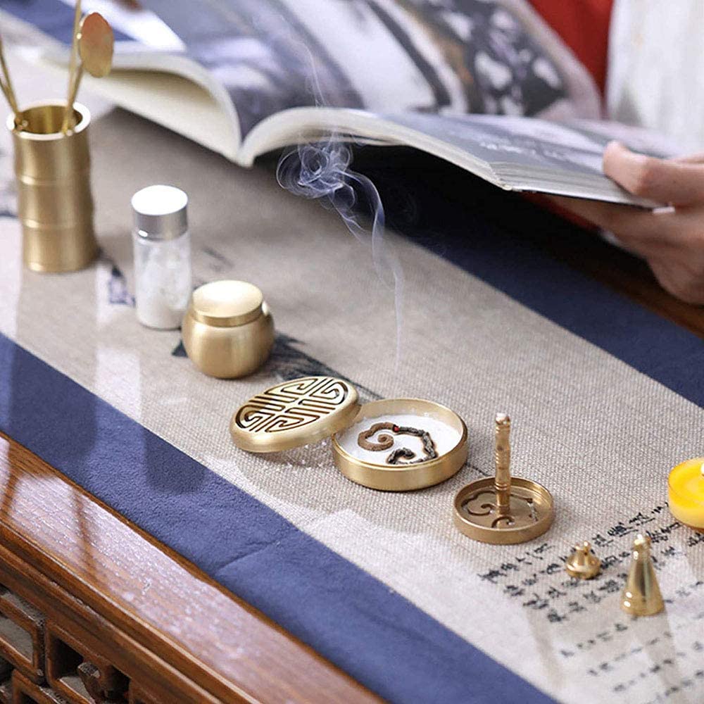 Kit de fabricación de Incienso de latón, Molde para Incienso para meditación, moldes de Cono de Incienso con reflujo, Incluye Cuchara, Prensa, Pala y Cepillo.