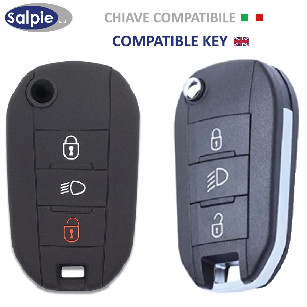 SALPIE Silicone Shell for Remote Control 3 Keys Citroen Cactus C3 C4 C5 C6 C8 C4L DS3 DS4 DS5 Picasso Xsara and Peugeot 208 301 308 408 508 2008 3008 5008 RCZ (See compatibility in photos) (Black) - Image 4