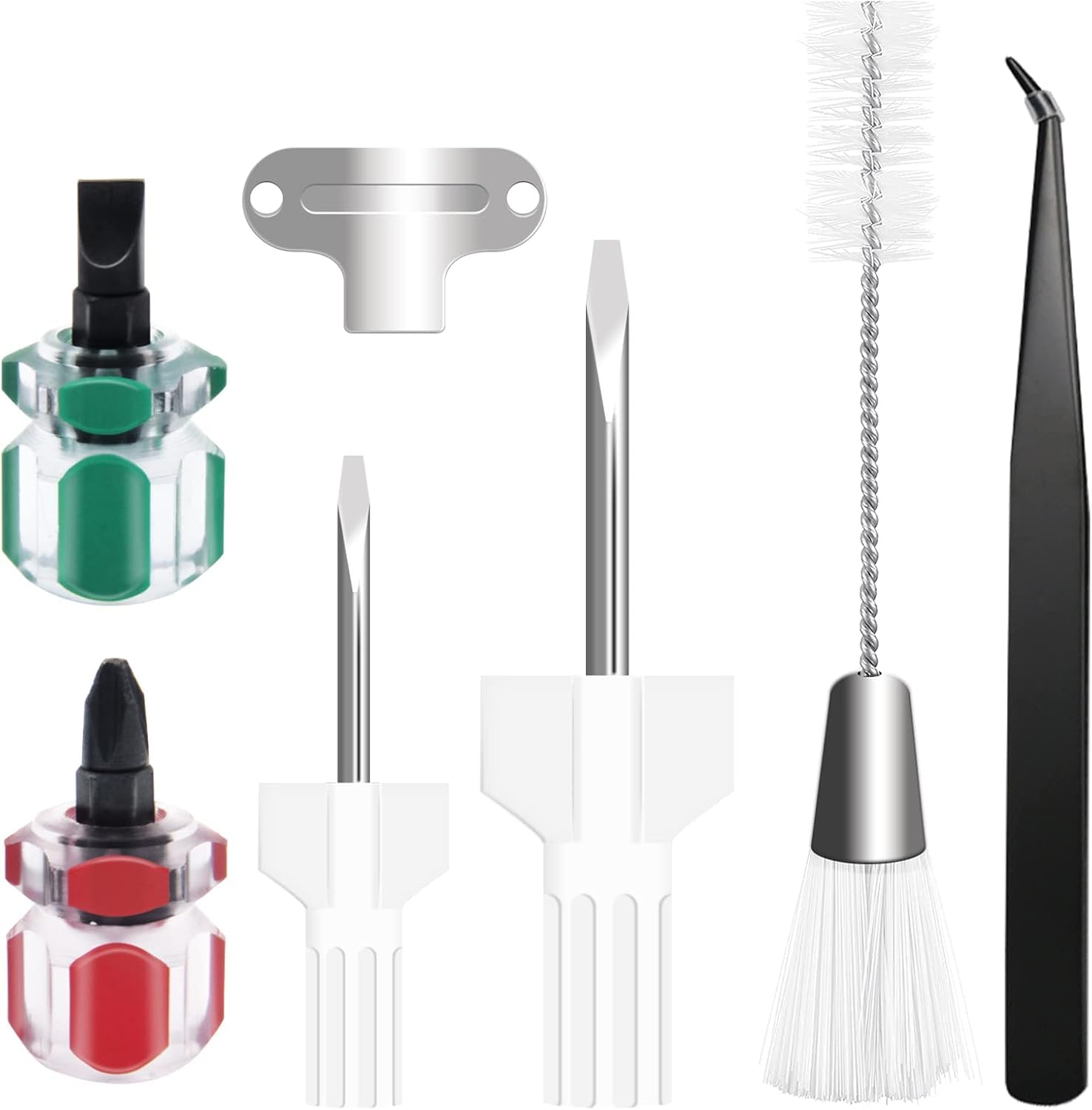 Kibbeh Red, White 7 Piece Sewing Machine Cleaning Kit Include Tweezers Double Ended Fluff Brush Needle Board Screwdriver And 4 Short Screwdrivers, Sewing Machine Repair Tool