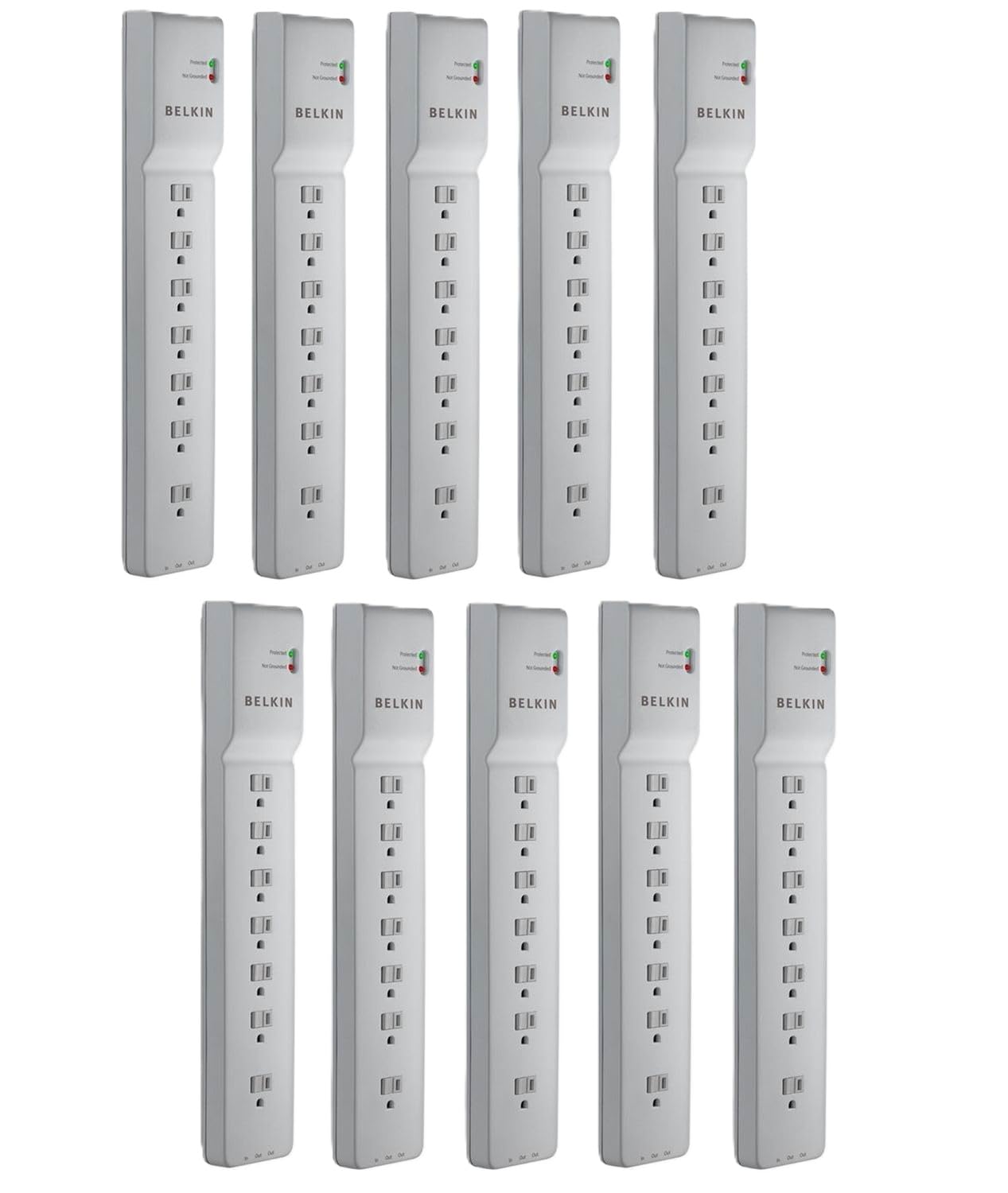 Belkin Power Strip, Surge Protector with 7 AC Multiple Outlets, 6 ft Long Heavy Duty Extension Cord for Home, Office, Travel, Laptop, Computer Desktop & Phone Charger - White (2320 Joules), 6' (10)