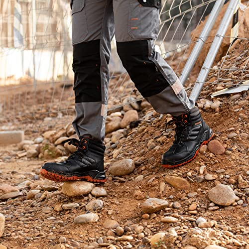 Pánské bezpečnostní boty BLACK HAMMER Bezpečnostní boty S3 SRC Kompozitní čepice a kevlarová mezipodešev Prodyšná Lehká pracovní obuv Kotník bez kovu Vysoká prodyšnost 8844 (42 EU)