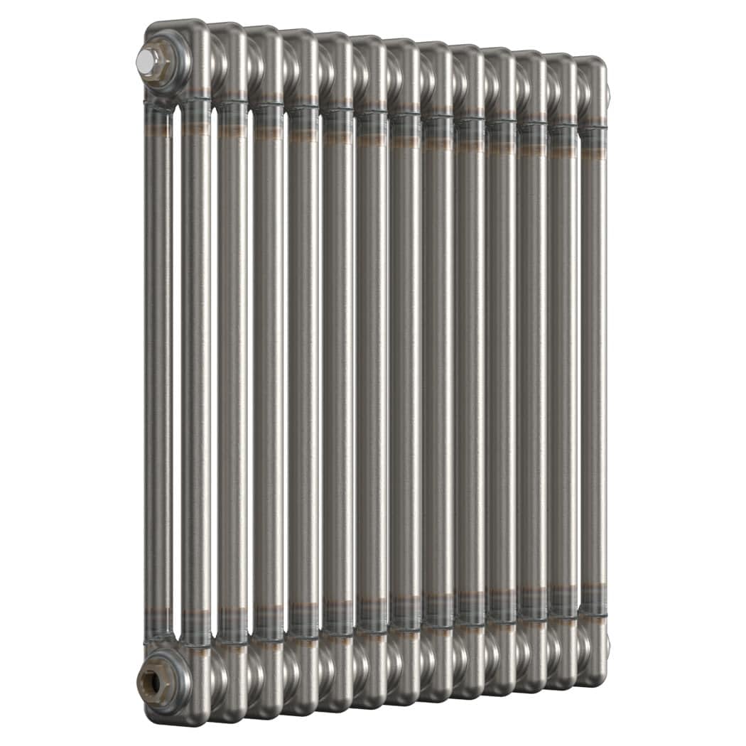Lux Heat Bare Metal Lacquer Horizontal 2 Column Traditional Radiator 600mm (H) x 605mm (W)