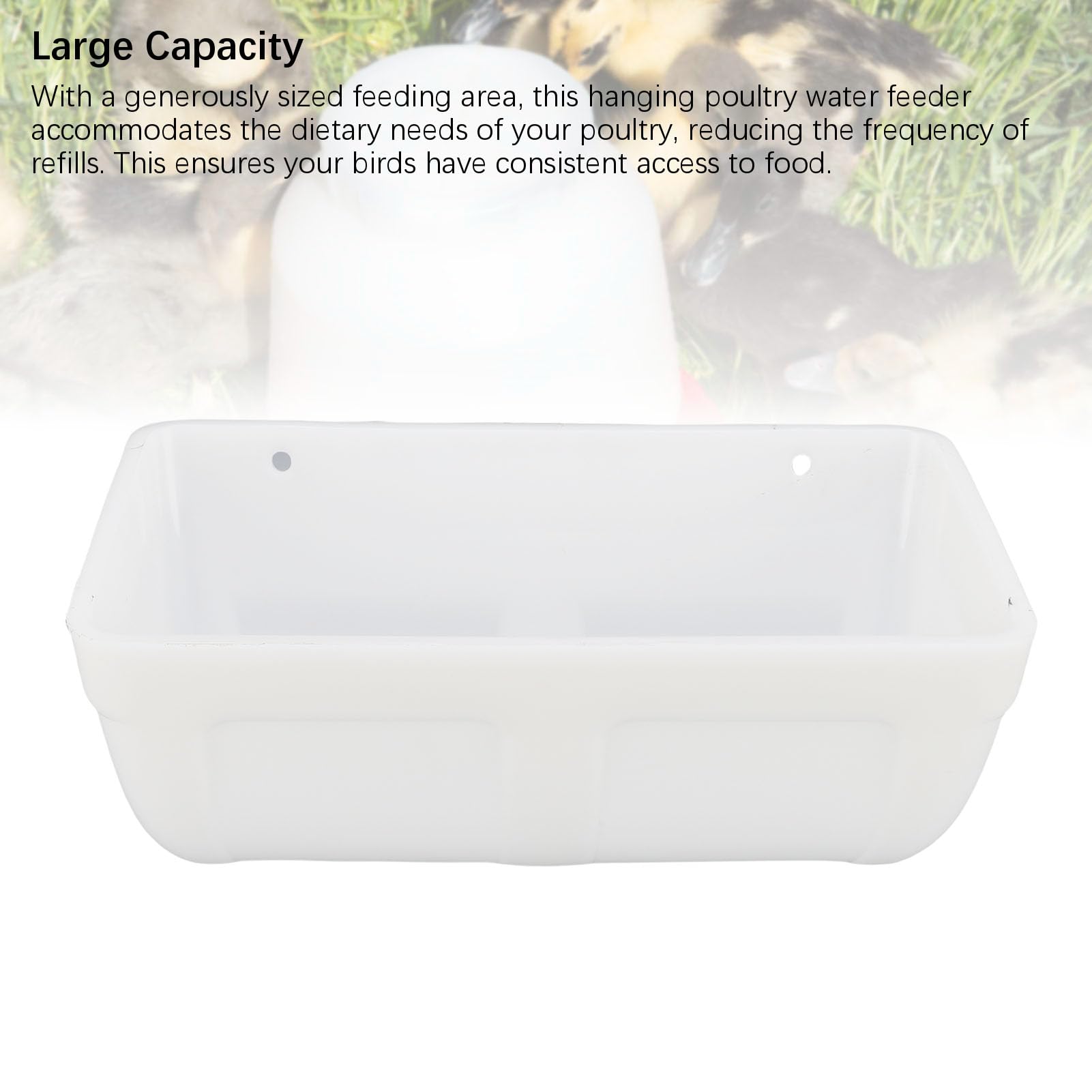 SIXRUN Robusta Mangiatoia per Pollame Sospesa, Contenitore per L'alimentazione del Bestiame di Grande capacità, Salvaspazio, per Fattoria (WHITE)