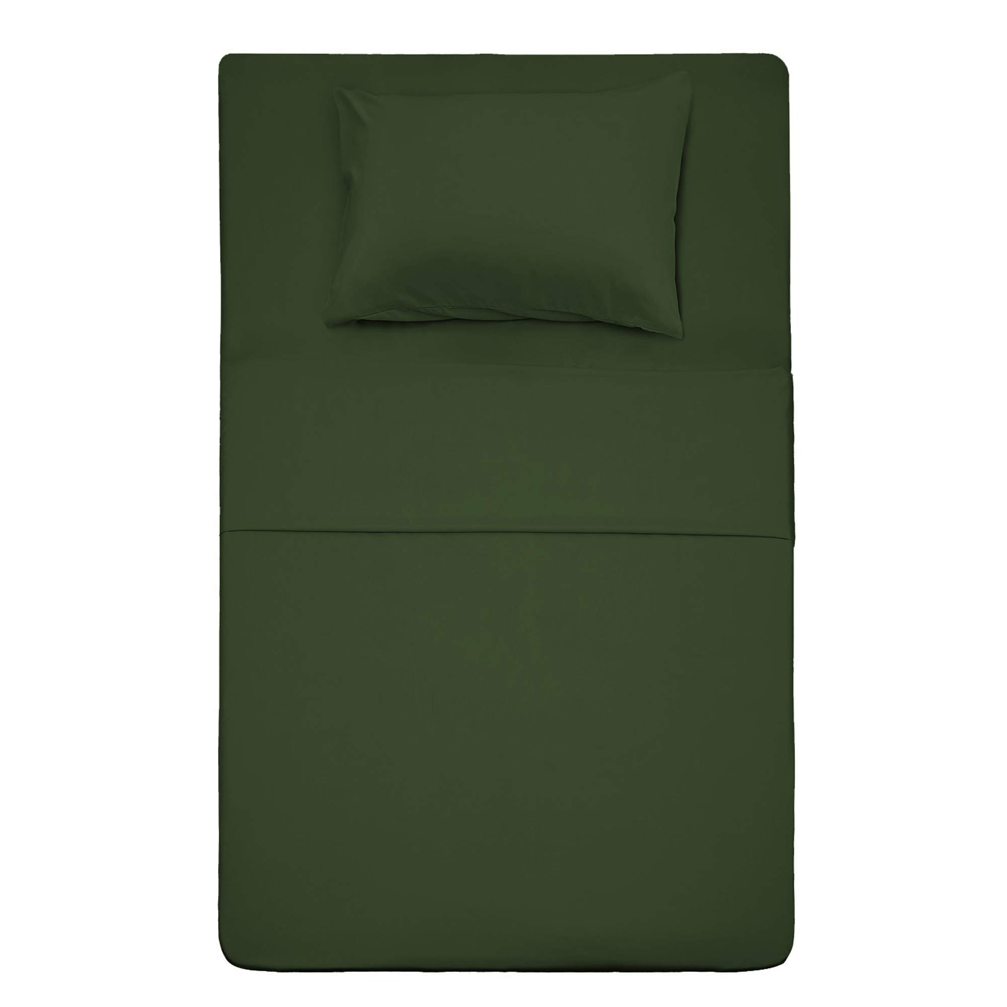 Best Season 3 Piece Bed Sheet Set (Twin Size Olive Green) 1 Flat Sheet,1 Fitted Sheet and 1 Pillow Cases,100% Brushed Microfiber 1800 Luxury Bedding,Deep Pockets,Extra Soft &amp; Fade Resistant
