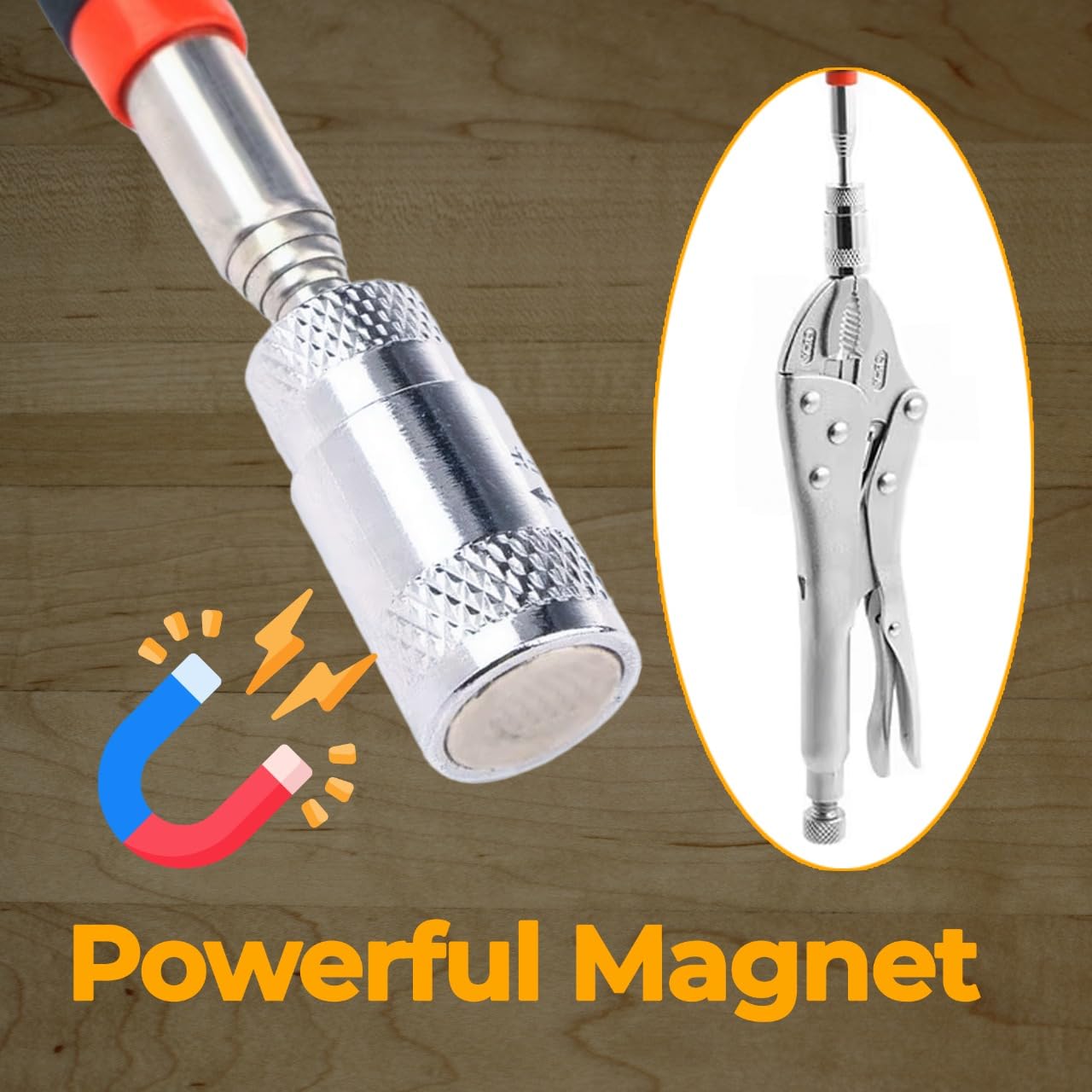 Magnetic Pick Up Tool with LED Torch, 35lb Strong Magnet, Extendable Retrieving Stick (82cm) - Image 4