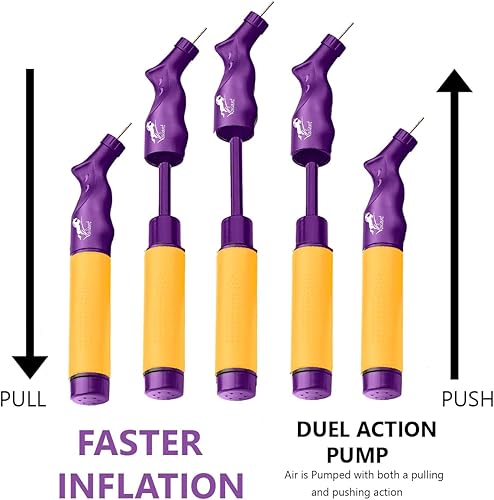 Miniatura 2 de Valiant Inflador de bola deportiva con 5 agujas y bolsa, bomba de aire portátil de doble acción con pasadores para inflar pelota de fútbol, fútbol,