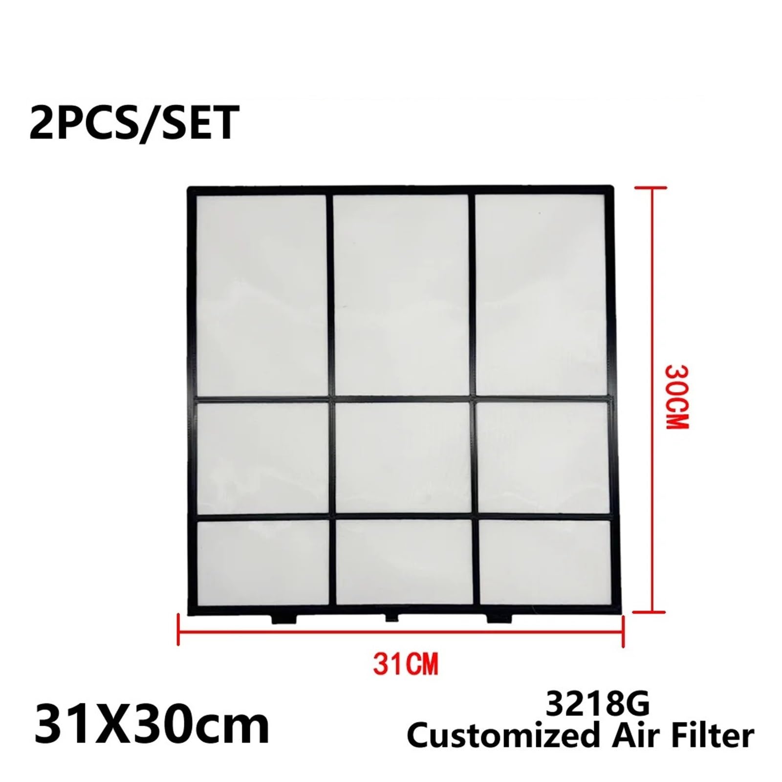2 pezzi/set, filtro del condizionatore d'aria 31X30 cm, compatibile con Hisense, | Compatibile con Kelon, schermo antipolvere diviso singolo KFR-3218G 3519G/BP 57D