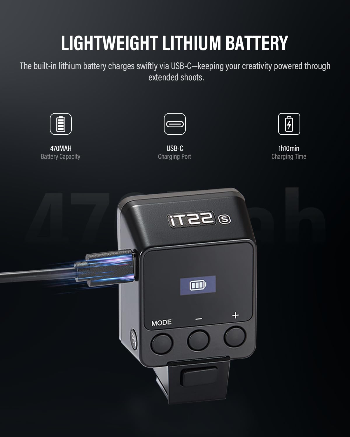 Godox iT22 S Mini-Blitz für Sony-Kamera, eingebauter 7,4 V 300 mAh Akku, manuell/TTL-Modi, 700+ Blitze, 1,5 Sekunden, Recycling-Blitzschuh mit Diffusor, Farbfilter, Zubehör für Sony zev10 ect