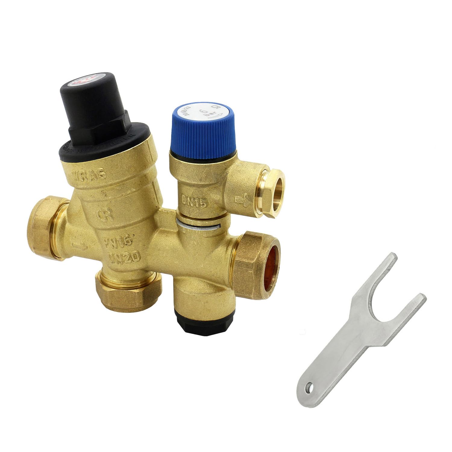 Unvented Components Europe Gold Inlet Control Multibloc Valve Group 22Mm, 3/6 Bar, With Prv Service Key