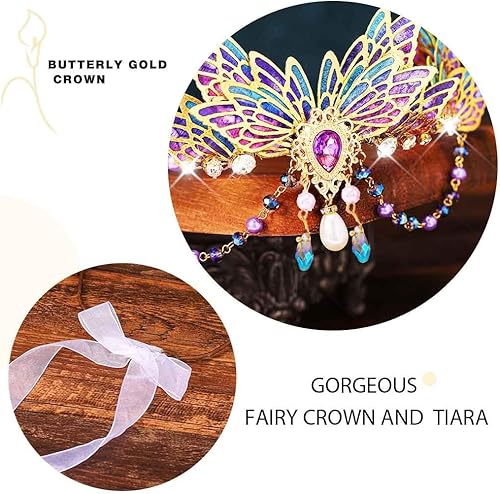 Miniatura 4 de Yean Tiaras de mariposa púrpura corona de hadas disfraz de hadas para mujer