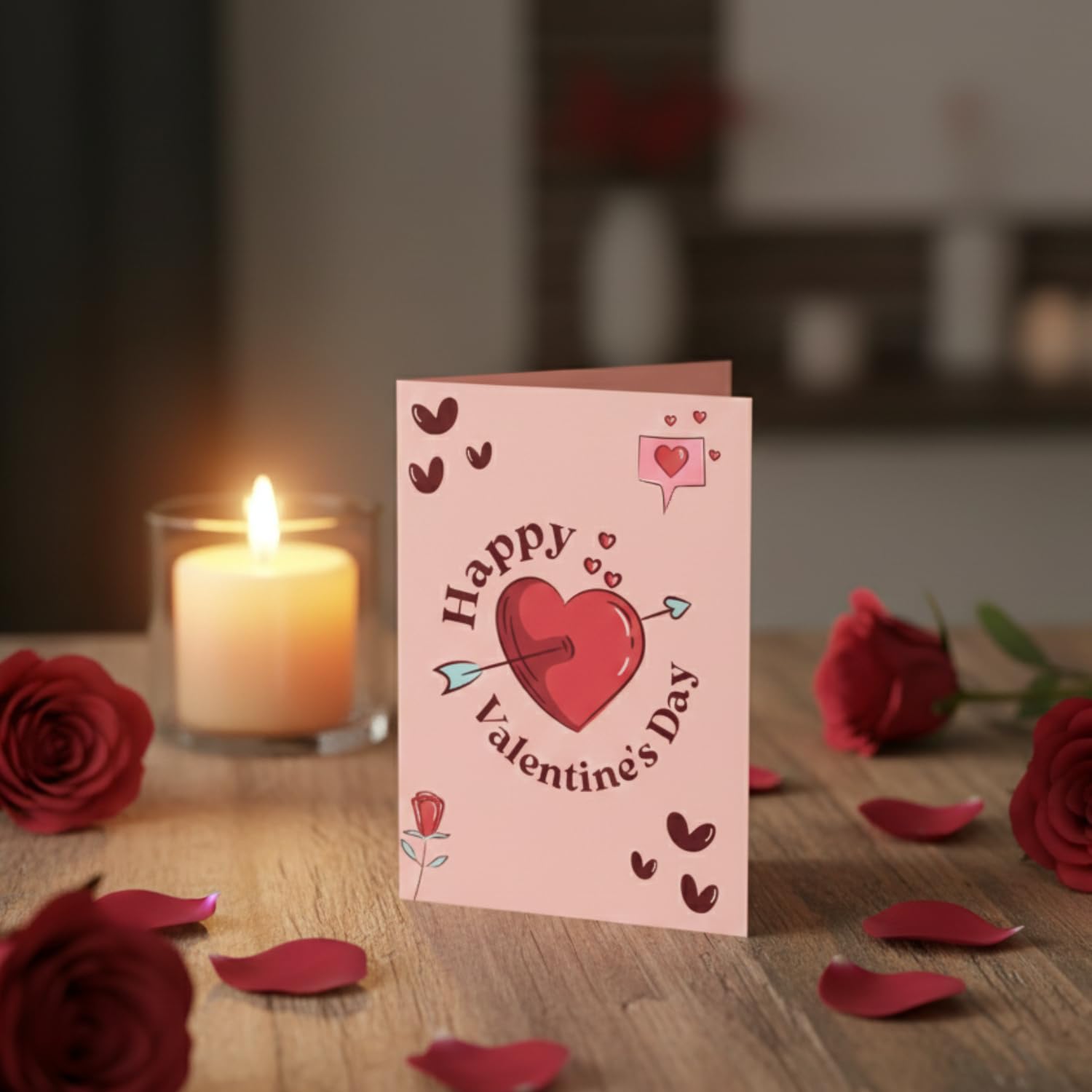 KHUSHA CREATIONS Happy Valentine’s Day Greeting Card for Love | Romantic Folded Card with Sweet Message Inside | Cute Couple Design | Valentine Card for Girlfriend, Boyfriend, Wife, Husband 1