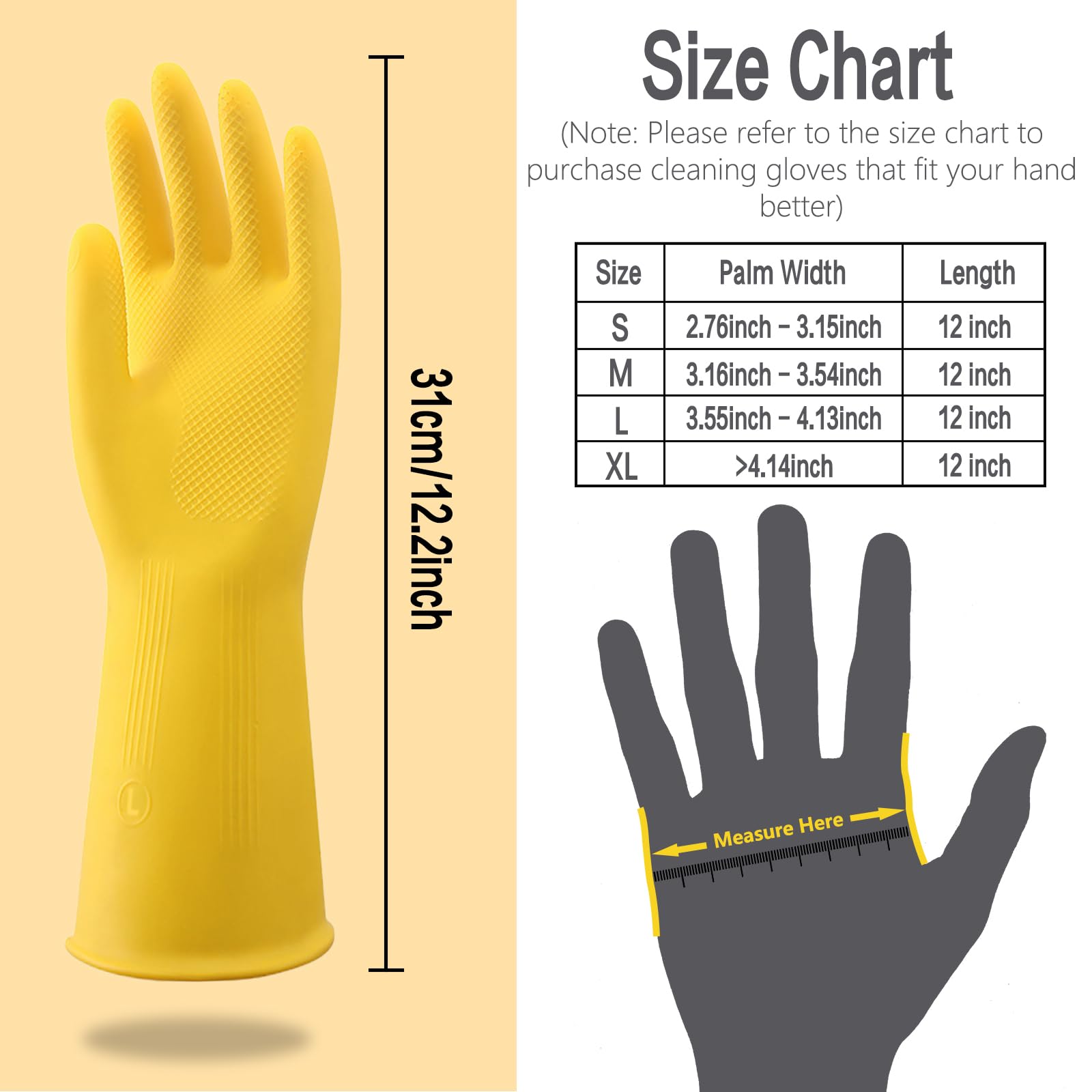 Gants Menage Lot De 3 Gants De Ménage Longs - Caoutchouc Imperméable (Blanc/Vert/Rose) Gants Vaisselle