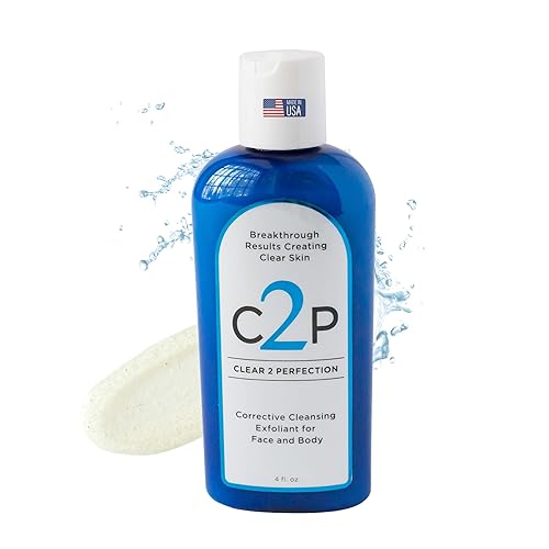 Exfoliante facial para acné de Clear 2 Perfection - Exfoliante no comedogénico para el acné y el acné - Exfoliante corporal suave desarrollado por