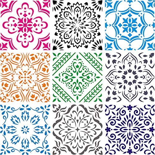 Large Mandala Stencil 12x12 Inch - 9 Pack