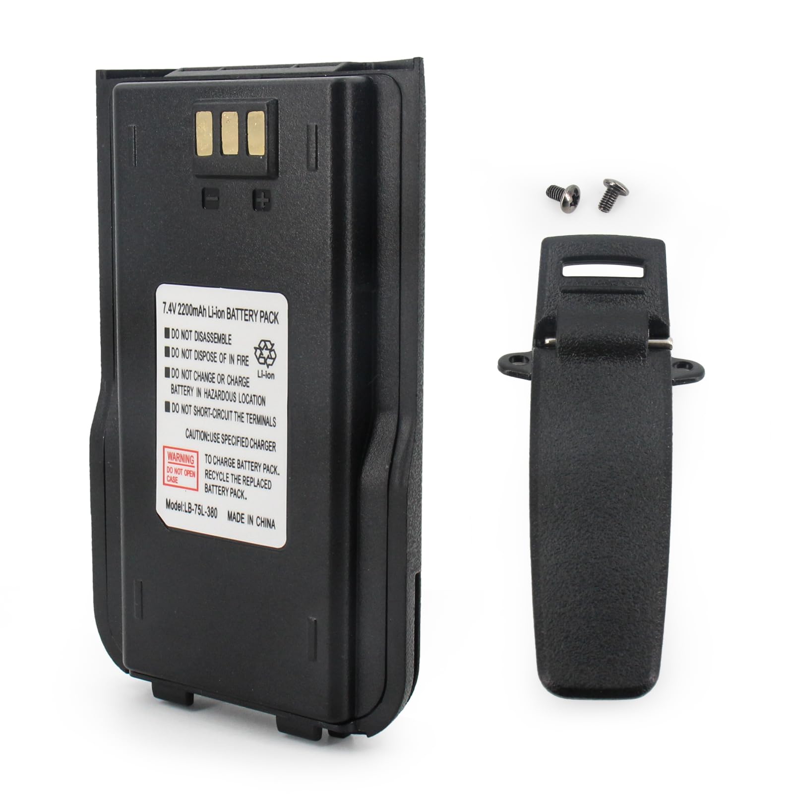 Afadorable 1PC RT3S Li-ion Battery Pack 7.4V 2200mAh Replacement for TYT Tytera Radio MD380 MD-380 MD-UV380 MD-380U MD-380V MD-446 RT3 RT3S with 1PC Belt Clip