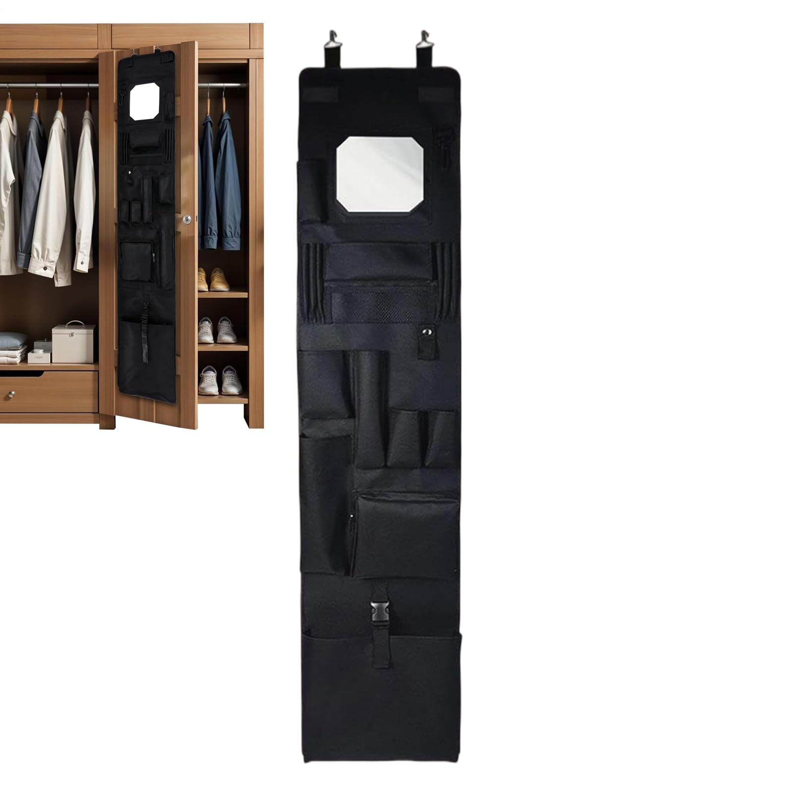 Organisateur de porte de placard avec miroir pour éviter les vêtements froissés