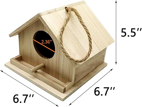 Miniatura 5 de Casas de pájaros para exteriores, casas de pájaros azules para exteriores, colgante de madera, nido de pájaro pintado a mano, decoración de jardín y