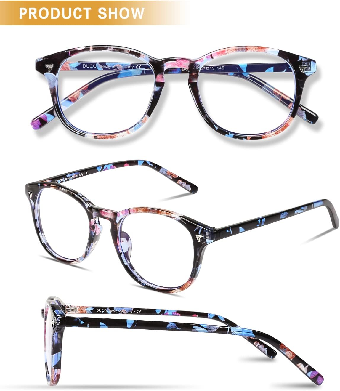 Yukarıdan aşağıya view of DUCO DC5206 blue light blocking glasses