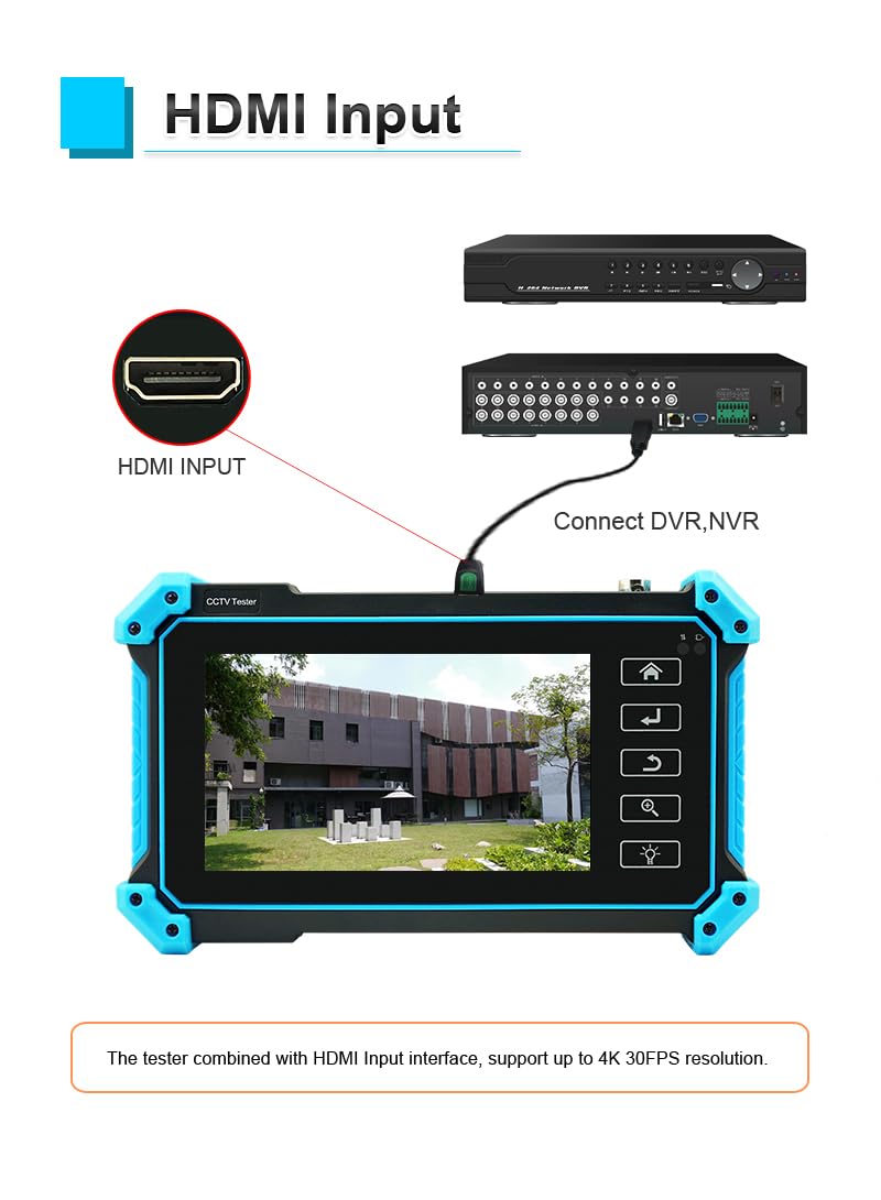 5.4" CCTV IPC Tester IPC5200 Strumento di Test a Macchina Fotografica 8MP AHD CVI TVI Tester a Macchina Fotografica VGA PTZ Poe UTP Tester del Cavo di Rete CCTV(IPC-5100C Plus)