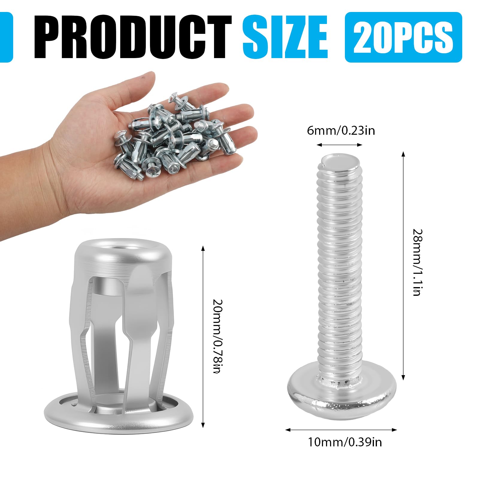 20 Pezzi M6 x 25 Jack Nuts, Petalo Dadi, Fiore Petalo di Espansione per Tasselli di Fissaggio, Dadi Sottili Fissaggi Tasselli per Cavità in Metallo per Assemblaggio e Montaggio Sicuro (M6 x 25)