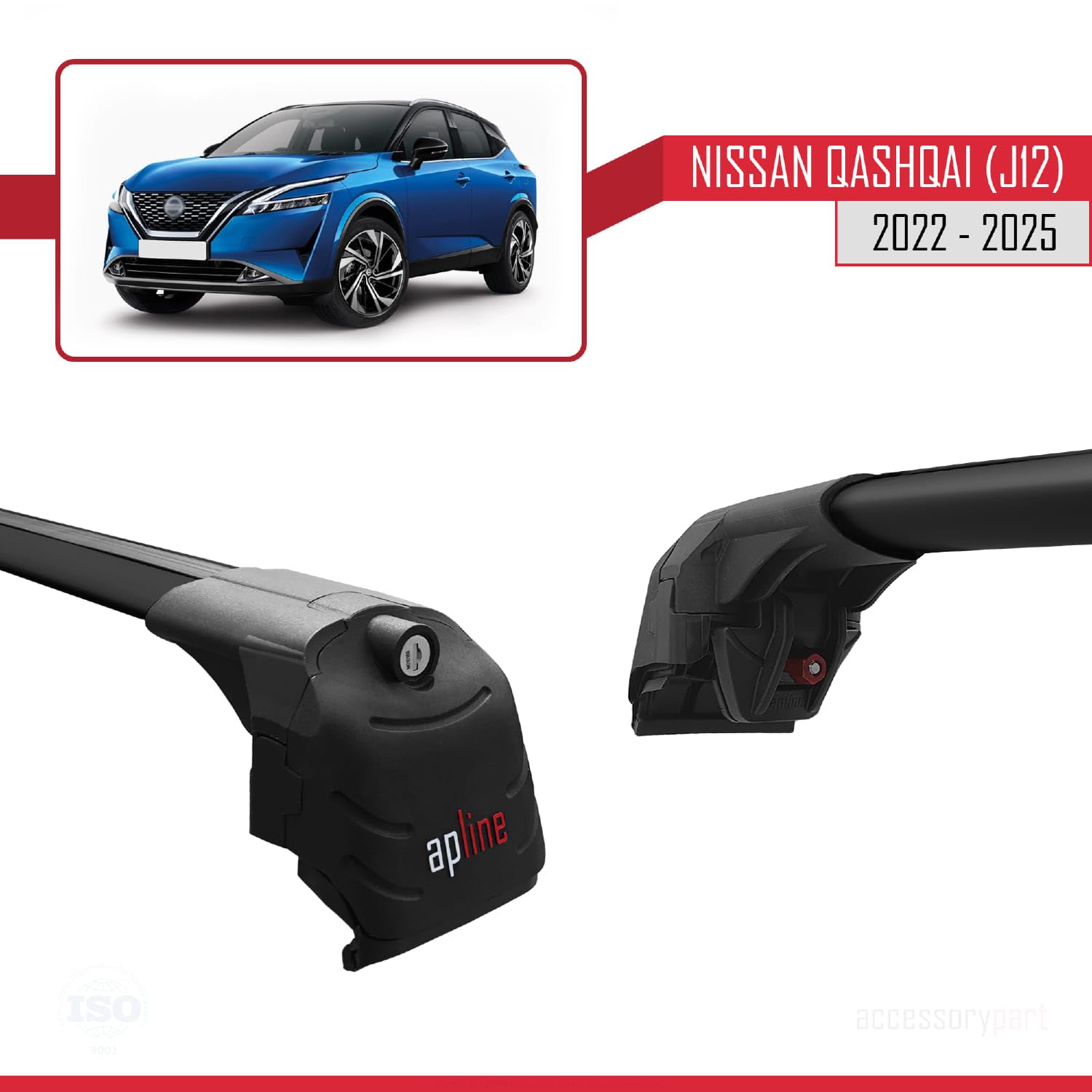 Barre Tetto Per Nissan Qashqai J10 2010-2013 - Portapacchi In Alluminio Nero, 2 Barre, Modello ACE-1 - Foto 7