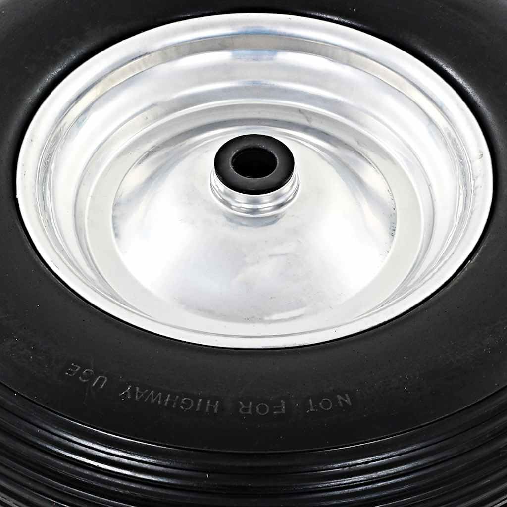 2x Schubkarrenrad 4.00-8 Vollgummi PU-Rad pannensicher inkl. Achse 390 mm für Sackkarre Bollerwagen Gartenwagen