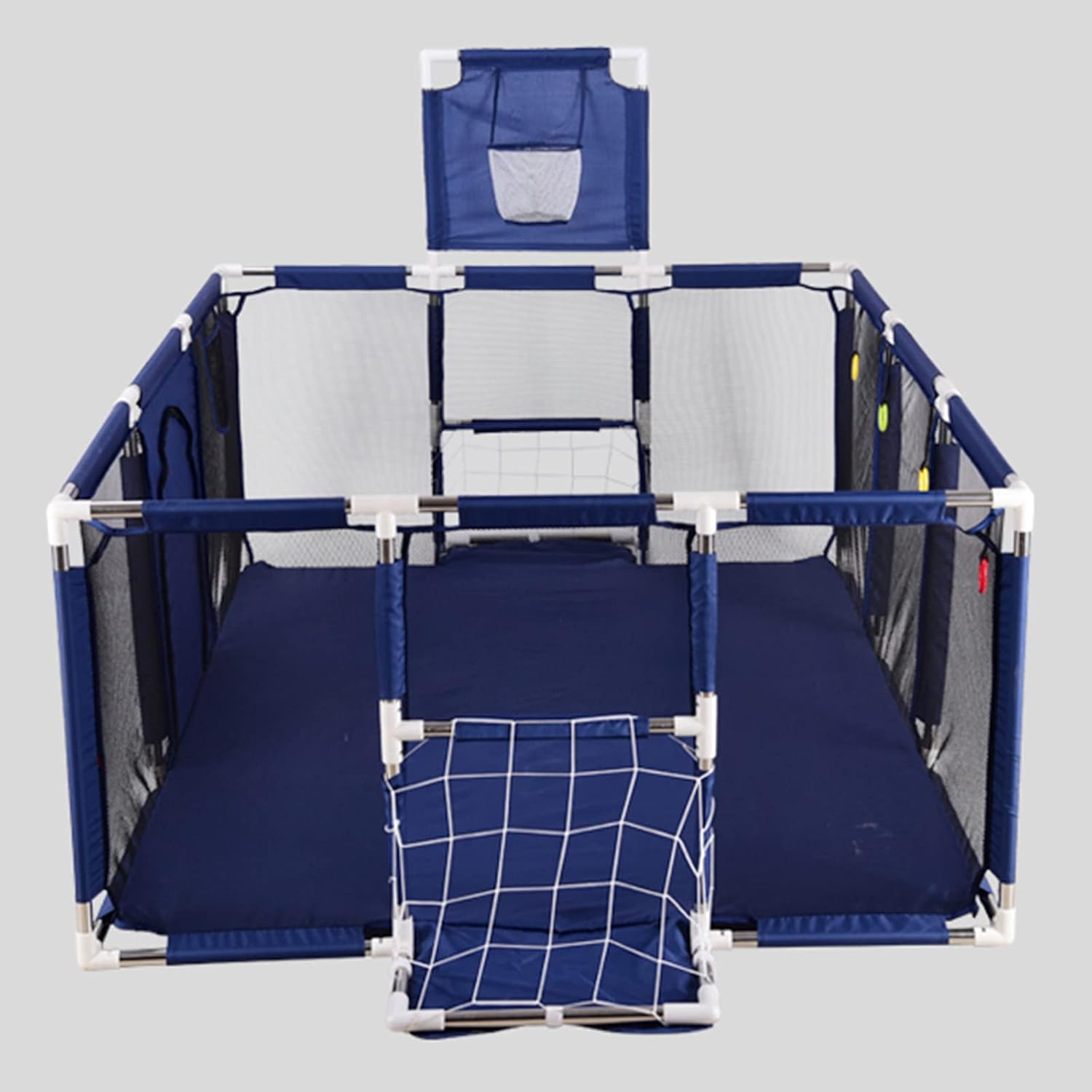 Multifunctional Baby Playpen,Indoor Outdoor Portable Baby Fence,Kids Safety Playard,Playard with Basketball Hoop and Soccer Gate,Breathable/Durable Toddlers Activity Center Fence,190×129×66cm