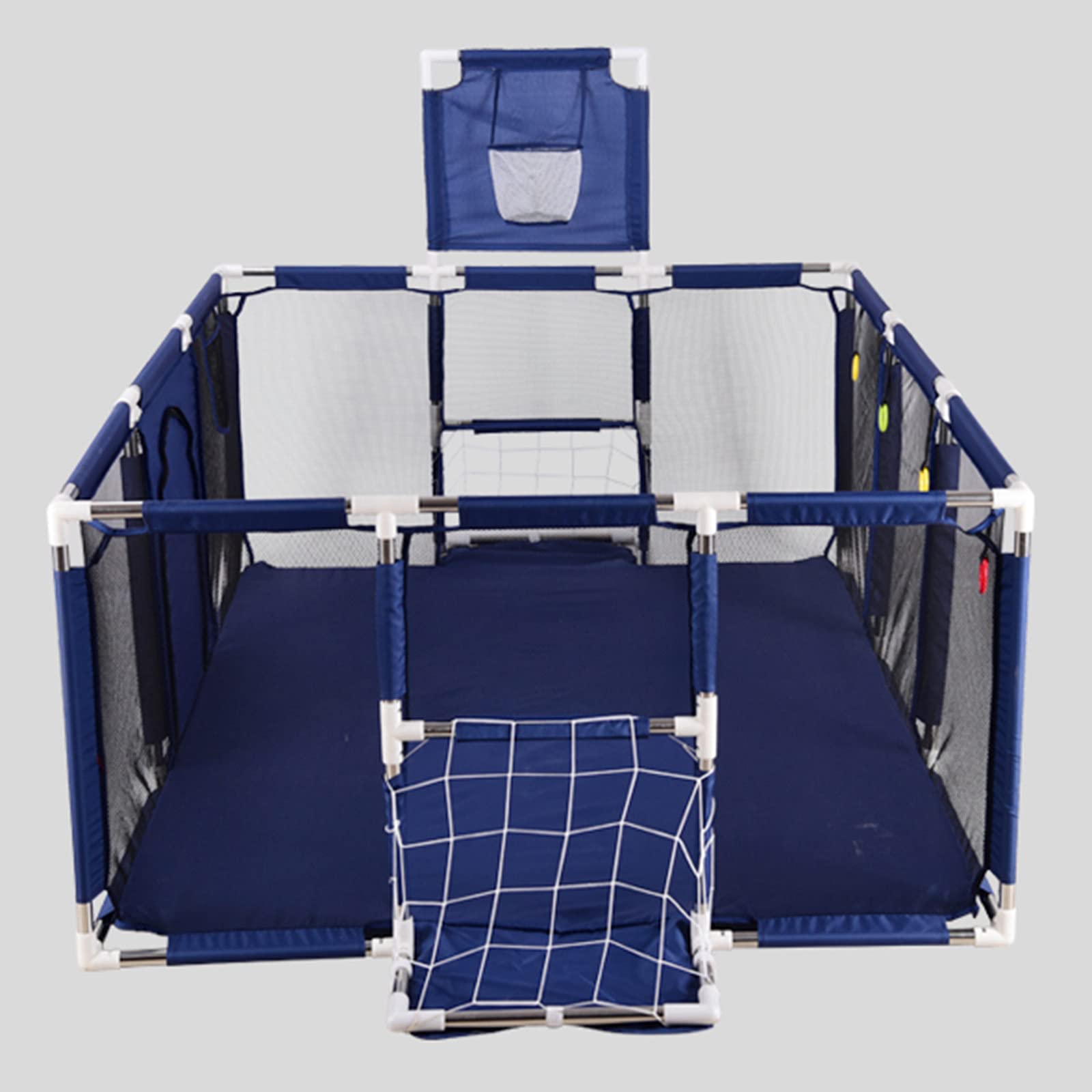 Multifunctional Baby Playpen,Indoor Outdoor Portable Baby Fence,Kids Safety Playard,Playard with Basketball Hoop and Soccer Gate,Breathable/Durable Toddlers Activity Center Fence,190×129×66cm