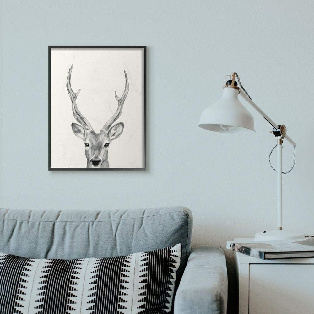 Stupell Industries Deer Portrait Grey Drawing Design