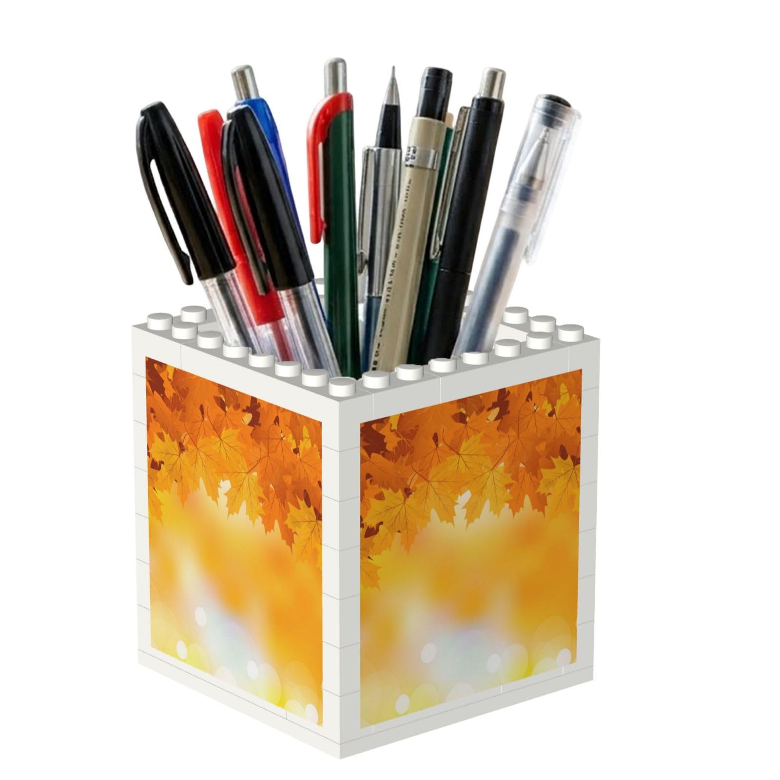 Poadnly Autumn Leaves, Pen Pot Pencil Holder for Office Home School, Compact Desk Organiser for Office Stationery