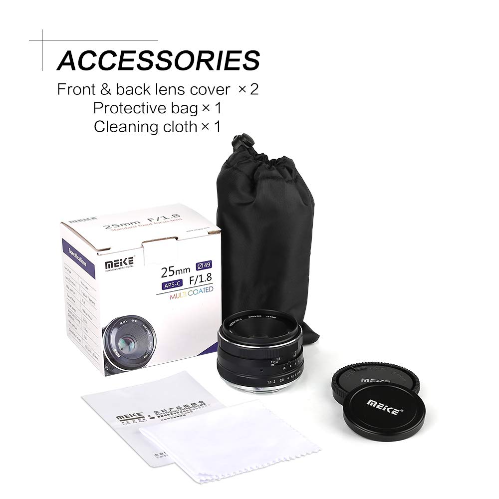 Meike 25mm F1.8 Large Aperture Wide Angle Lens Manual Focus Lens for Sony E Mount Mirrorless Cameras A7III A9 NEX 3 3N 5 NEX 5T NEX 5R NEX 6 7 A6400 A5000 A5100 A6000 A6100 A6300 A6500