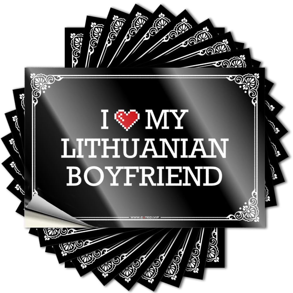 Decals Lake House Decorations Peel and Stick - I Love My Lithuanian Boyfriend Tumbler Small Waterproof Vinyl for Western(12X18CM)