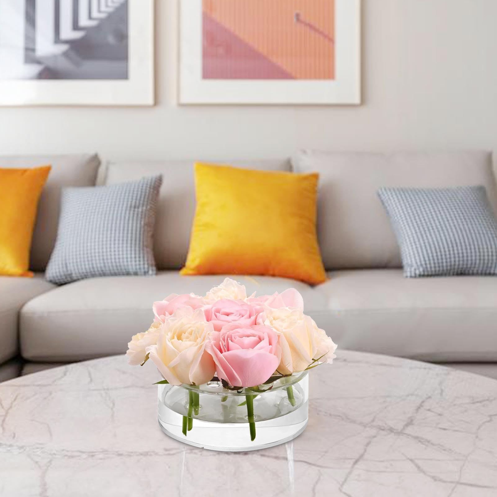 Vaso Acrilico Moderno YalzoneMet Rosa Ondulato - 16x4x24 Cm - Contenitore Creativo Per Fiori, Pennelli O Posate
